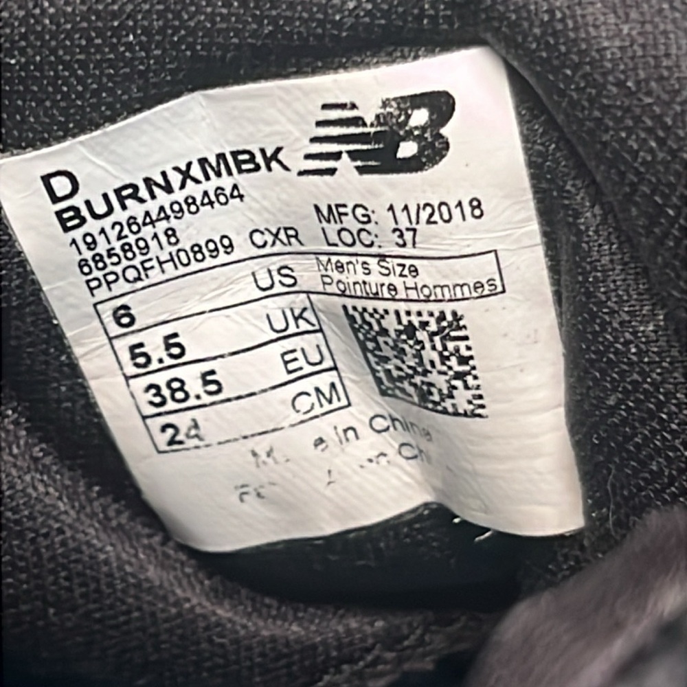 New Balance Burn X Fantom Fit Black Lacrosse Shoes Size 6 - Picture 6 of 6